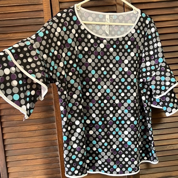 NY Collection Women Polka Dot Blouse Size 1X - Picture 2 of 6